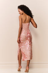 Kayleen Peach Sequin Midi Dress