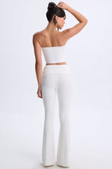 Modal Twist-Front Flared Trousers in White