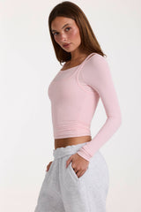 Modal Layered Top in Blush Marl