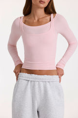 Modal Layered Top in Blush Marl