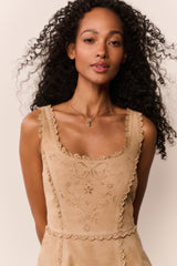 Chrysanthe Suede Eyelet Mini Dress