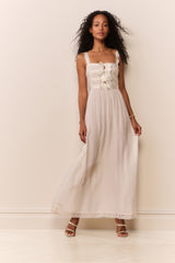 Lovelace Banded Bow Sheer Maxi Dress