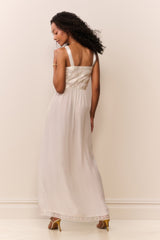 Lovelace Banded Bow Sheer Maxi Dress