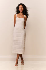 Verna Lace Stripe Midi Dress