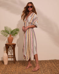 At Beachside Flowy Linen Midi Dress