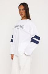Keeping You Close Oversized Long Sleeve Tee White
