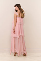 Maralee Silk Chiffon Maxi Dress - POTPOURRI PINK