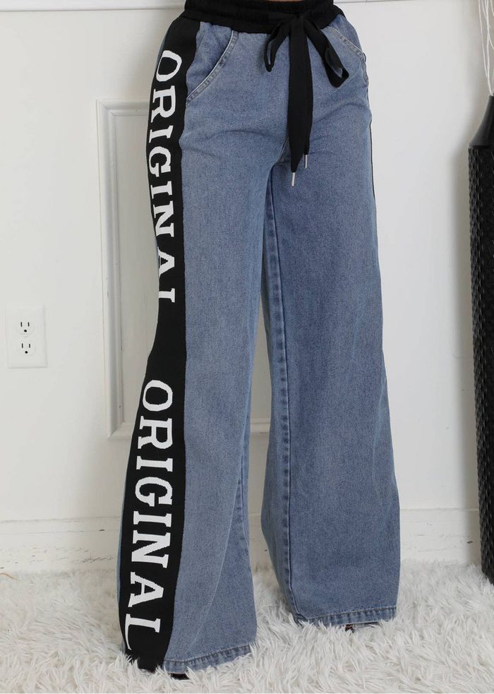 “Can’t Copy Original” Wide Leg Jeans - Medium Wash