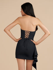 Black - Strapless Spandex Bodycon Homecoming & Cocktail Dress With Slit