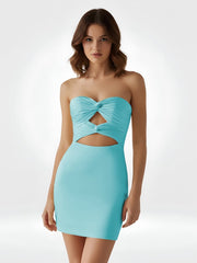 Aqua - Strapless Sheath Short Homecoming & Cocktail Dresses With Keyhole