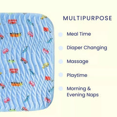 Car Print Premium Multipurpose Baby Mat for Feeding, Diaper Changes & Playtime