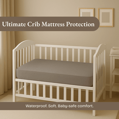 Grey Waterproof Crib Mattress Protector Sheet