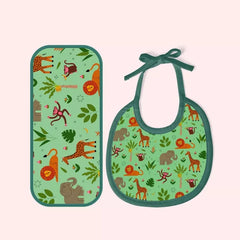Happy Matty Jungle Print Bib & Burp Sheet Medium Combo