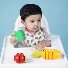 Happy Matty Watermelon Print Baby Bib with Soft Absorbent Fabric and Waterproof TPU Layer
