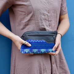 Leather Clutch - Huipil with two pockets