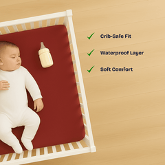 Maroon Waterproof Crib Mattress Protector Sheet