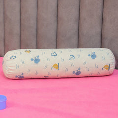 Happy Matty Nautical Print Cuddle Bolster Pillow on a Baby Bed