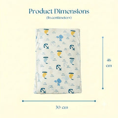 Happy Matty Nautical Print Full-Size Wedge Pillow Size Guide – 30 cm Width × 46 cm Height