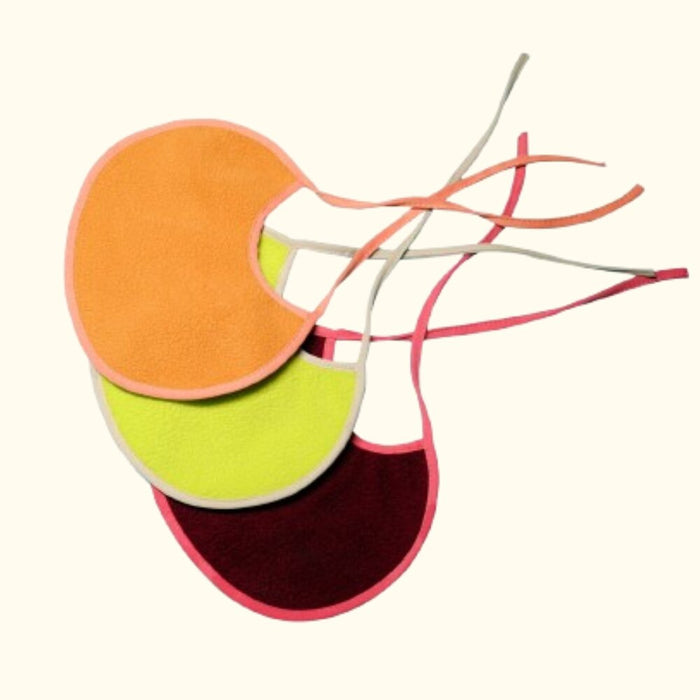 Peach + Yellow + Maroon - Absorbent Bibs (Pack of 3) | Medium