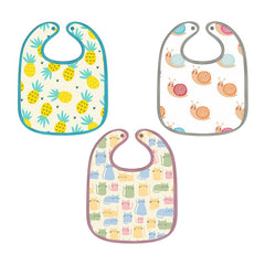 Pineapple, Snail & Cat Print Baby Bibs Large (Pack of 3)