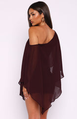 Just For Tonight One Shoulder Mini Dress Burgundy
