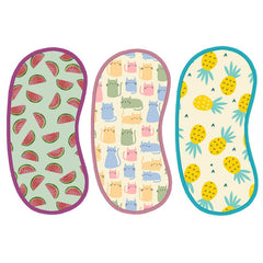 Watermelon, Pineapple & Cat Print Burp Sheets Large (Pack of 3)