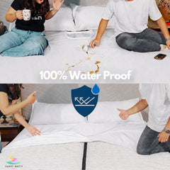 100% Waterproof Happy Matty White Elastic Terry Cotton Mattress Protector