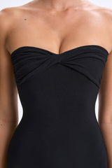 Modal Twist-Front Split Hem Flared Jumpsuit in Black