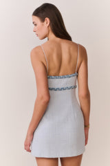 Novara Denim-Trimmed Tweed Mini Dress