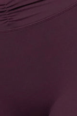 Soft Active Ruched Flared Trousers in Plum