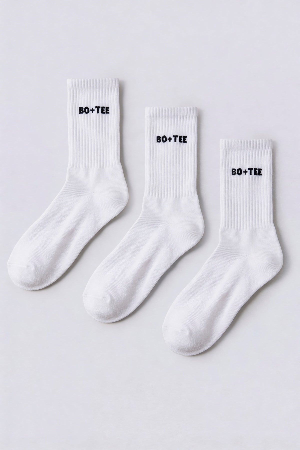 Ribbed Half-Crew 3-Pack Socks in White Pink