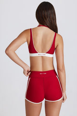 Soft Active Contrast Mini Shorts in Dark Red