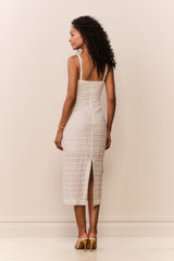Verna Lace Stripe Midi Dress