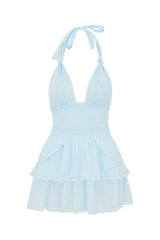 Deanna Heritage Halter Mini Dress - BLUE