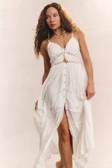 Esilda Heritage Cotton Midi Dress - TRUE WHITE