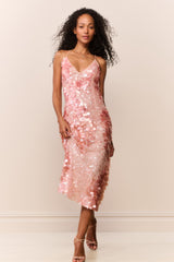 Kayleen Peach Sequin Midi Dress