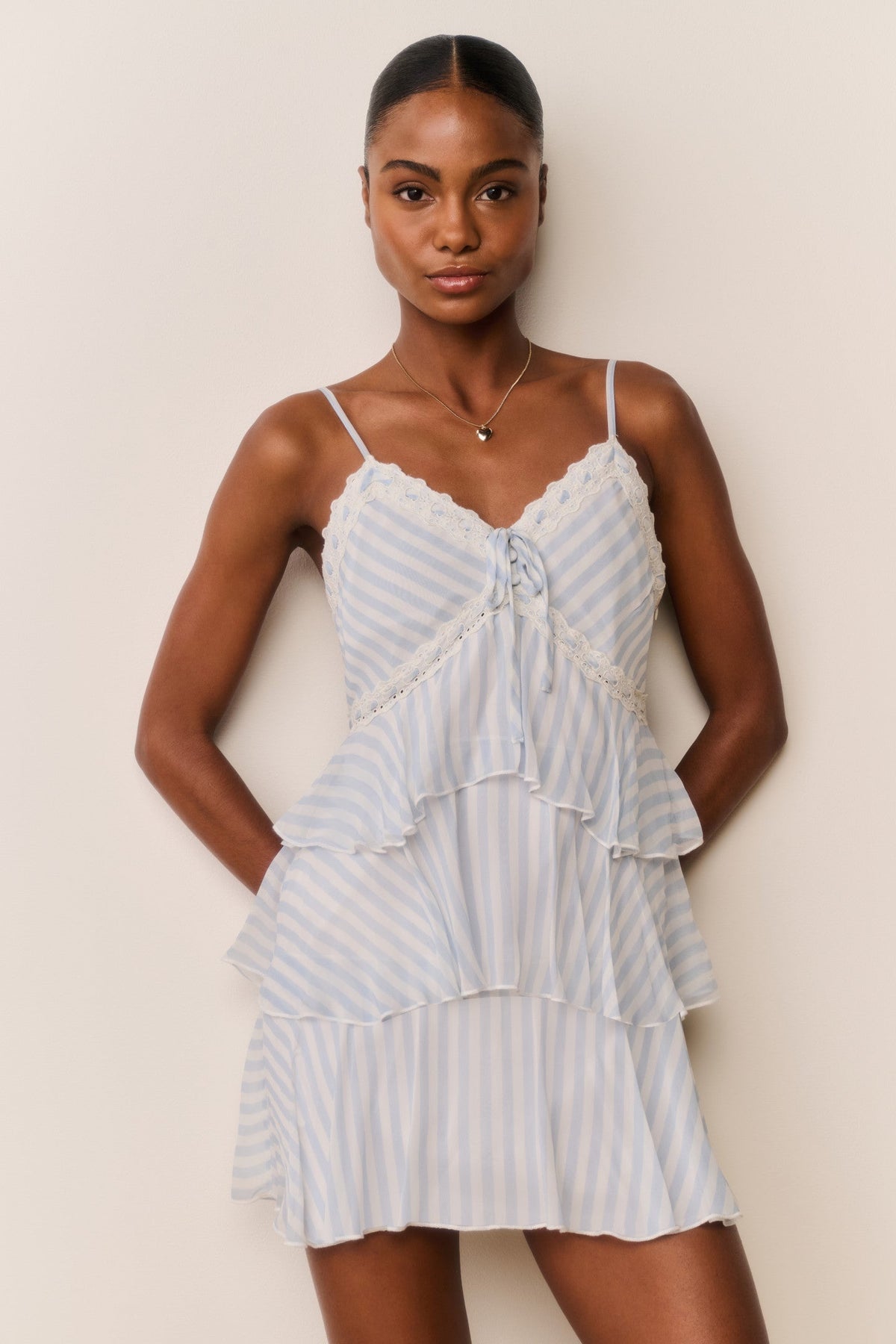 Marlia Striped Chiffon Mini Dress