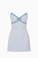Novara Denim-Trimmed Tweed Mini Dress
