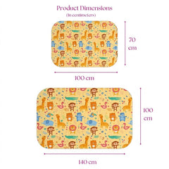 Size chart — Medium 70x100 cm and Large 100x140 cm baby crib sheet