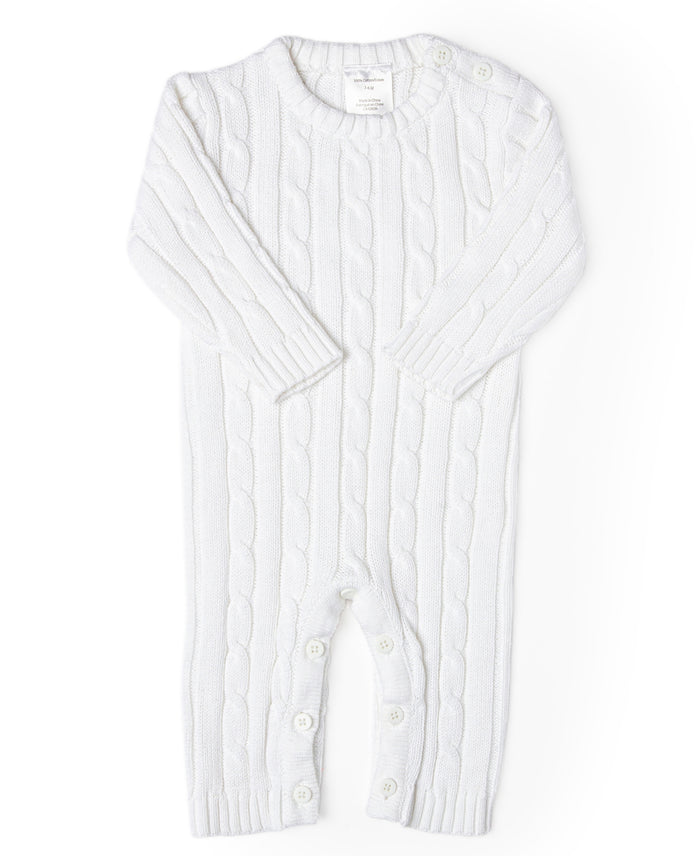 Baby Mode Signature Baby Boys or Baby Girls Long Sleeved Cable Knit Coverall