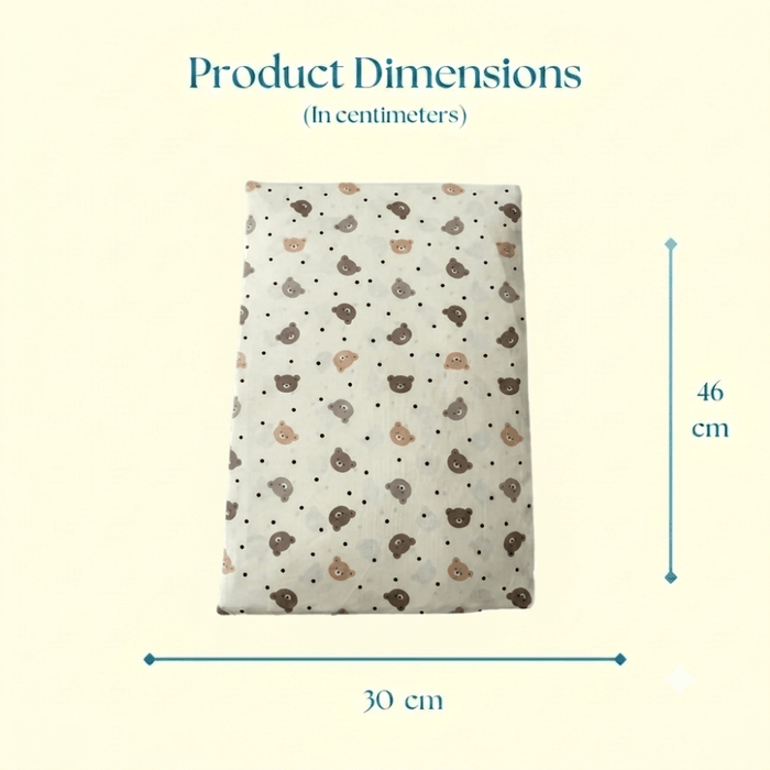 Happy Matty Bear Print Full-Size Wedge Pillow Size Guide – 30 cm Width × 46 cm Height