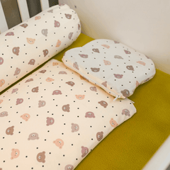 Baby Using Happy Matty Bear Print Wedge Pillow with Matching Bolster Pillow