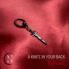 Black ~ A Knife In Your Back Single Earring by TX2 ~ Limited Edition