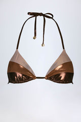Panelled Bikini Bra in Bronze Gold