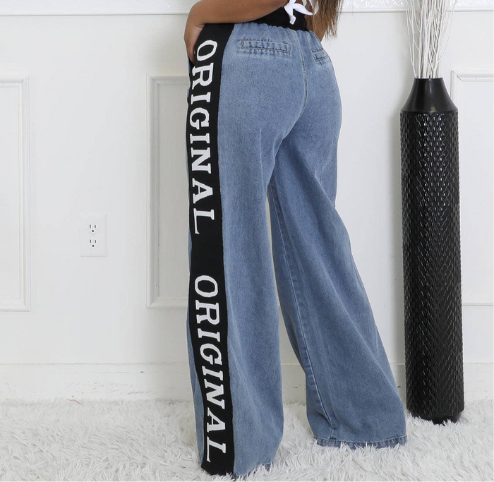 “Can’t Copy Original” Wide Leg Jeans - Medium Wash