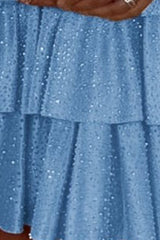 Blue - A Line Sweetheart Satin Cut Out Ruffled Homecoming & Cocktail Dresses with Beads