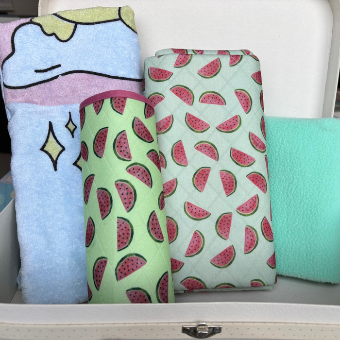 Cozy Care Essentials Fruit Print Hamper