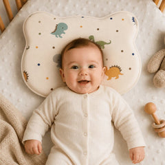 Baby Sleeping on Happy Matty Dinosaur  Print Cloud Head Pillow