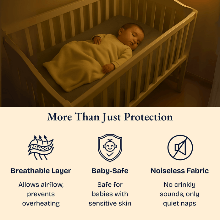 Grey Waterproof  Crib Mattress Protector Sheet