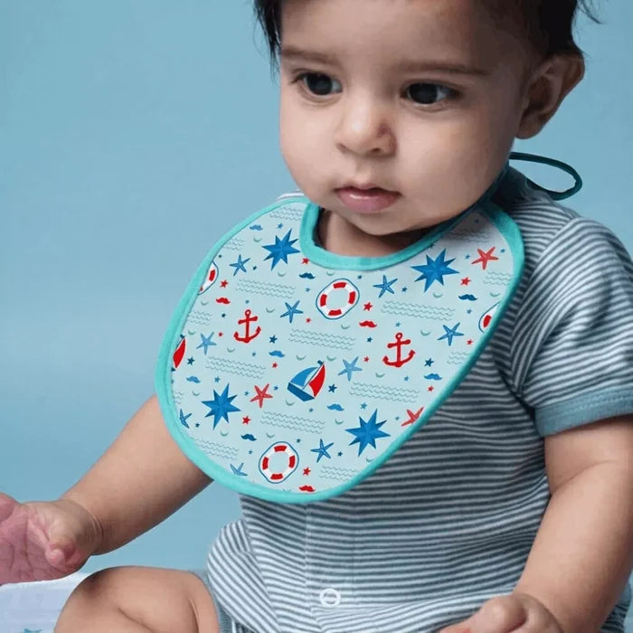 Happy Matty Nautical Print Baby Bib
